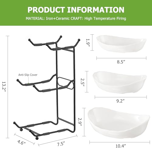 HBlife Fruit Bowl for Kitchen Counter - 3 Tier Ceramic Fruit Rack, Fruit Basket for Fresh Fruit&Veggies, Tiered Fruit Platter Serving Trays for Party