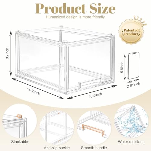 AZ.MIFENO Large Stackable Storage Drawers,Clear Thickened Drawer Organizers with Pull-Out Drawer for Skincare,Cosmetics, Ideal for Closet,Bathroom,Kitchen Undersink,Cabinet,Toy Organization (2 Packs)