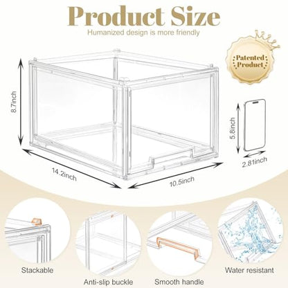 AZ.MIFENO Large Stackable Storage Drawers,Clear Thickened Drawer Organizers with Pull-Out Drawer for Skincare,Cosmetics, Ideal for Closet,Bathroom,Kitchen Undersink,Cabinet,Toy Organization (2 Packs)