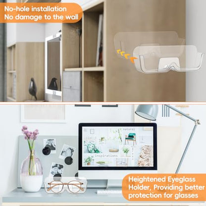 Willinglong 6 Pcs Sunglasses Wall Organizer Plastic Sunglasses Holder Display Stand Eyeglasses Storage(Clear)
