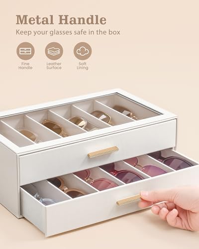 Lolalet Sunglasses Storage Box for Women | Eyewear Eye Glass Sun glass Storage Box with Clear Top Lid Display Holder Case for Eyeglass Watch Jewelry