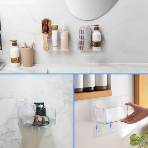 Wall Mount Organizer, 2Pc Small Adhesive Cabinet Door Organizer | Bathroom Shelf for Wall,No Drilling Hang Adhesive Shelf, with 3Pack Self Adhesive Tapes, for Bathroom, Kitchen, Living Room