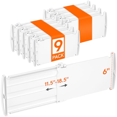 Lifewit 6" Tall 9 Pack Drawer Dividers, 11.5"-18.5...