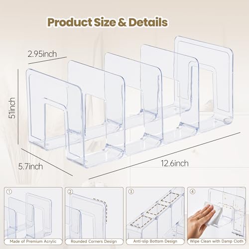 UFORU 2-Pack Acrylic Toddler Shoe Organizer,Baby Kids Shoe Rack Storage | Clear Stackable 4‑Section Shelf Hold Up To Four Pairs Per Rack,Also Organizes Books, Files, Purses And Desk Supplies.