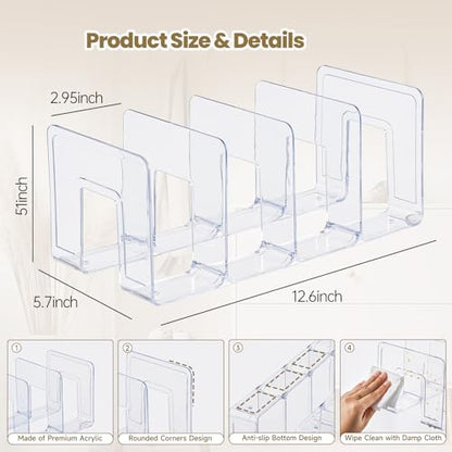 UFORU 2-Pack Acrylic Toddler Shoe Organizer,Baby Kids Shoe Rack Storage | Clear Stackable 4‑Section Shelf Hold Up To Four Pairs Per Rack,Also Organizes Books, Files, Purses And Desk Supplies.