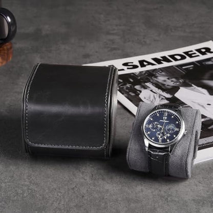 ProCase Watch Travel Case, Single PU Leather Watch Roll Box for Men, Black | Portable Watch Organizer, Anti-Shift Angled Pillow Track, Scratch Resistant Soft Lining, Ideal Gift for Him/Her