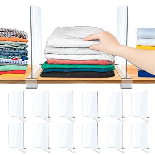 Acrylic Shelf Dividers, 12 Pack Clear Organizers f...