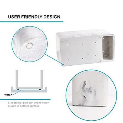 Marble Look Toothbrush Holder for Bathroom Countertop Organizer, Holds Toothpaste, Dental Floss, Razor, Comb, Makeup Brushes, and More, Stylish Bathroom Accessory for Tooth Brushing Essentials