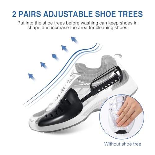 Shoe Laundry Bags for Washing Machine, Reusable Laundry Shoe Bag for Washer and Dryer, Fluffy Fibers 360° Wrap Around Cleaning, Adjustable Protective Shoe Trees - Home Dorm Travel, Gray