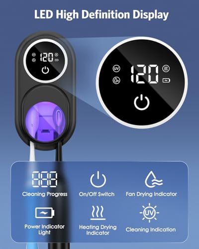Toothbrush Sanitizer Holder, Upgraded UV Toothbrush Holder with Dual-Mode Clean & Fan Dry, LED Smart Screen, Auto-Inductive Cover, Toothbrush Wall Mounted Cleaner Organizer for Bathroom, Trip