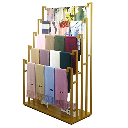 Floor Standing Scarf Display Stand Towel Rack (80X40X150CM) | Metal Freestanding Scarf Holder Organizer Commercial Clothing Retail Store Sheets Suit Pants eco-friendly painted surface