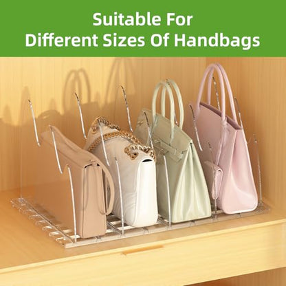 2 Pack Clear Purse Organizers for Closet, Adjustable Shelf Divider, Handbag Separators Storage Organizer, Shelf Divider in Bedroom, Office, Kitchen