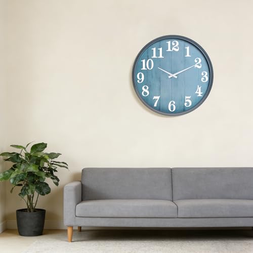 UMEXUS 18 Inch Waterproof Indoor Outdoor Decorative Wall Clock | Upgraded D365 silent quartz movement, battery operated, easy-read dial for patio, garden, pool, farmhouse, and living room