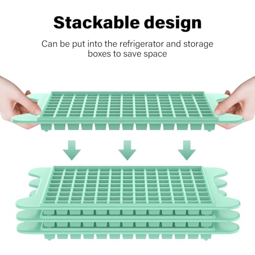 Mini Ice Cube Tray for Freezer: FDDBI Small Ice Trays for Freezer with Bin - 117×4PCS Easy Release Nugget Ice Tray - Crushed Ice Tray with Container