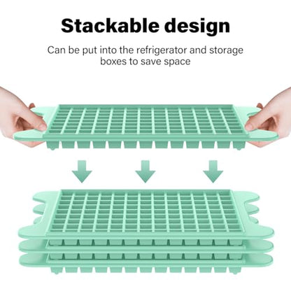 Mini Ice Cube Tray for Freezer: FDDBI Small Ice Trays for Freezer with Bin - 117×4PCS Easy Release Nugget Ice Tray - Crushed Ice Tray with Container