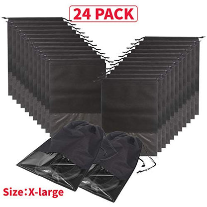 24PCS Travel Shoe Bags Non-Woven with Rope for Men and Women Large Shoes Storage Packing Pouch Organizers