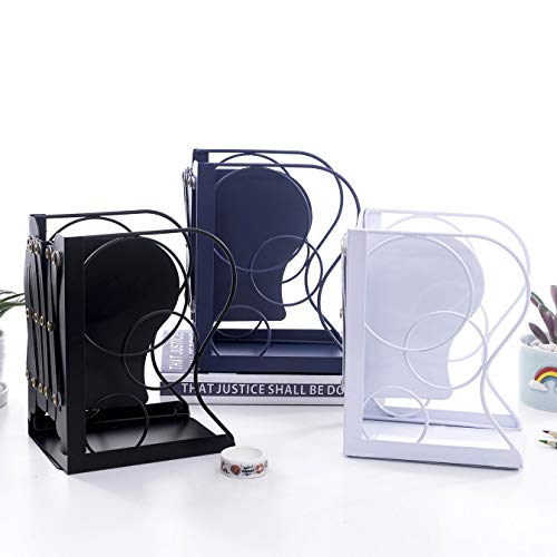 Adjustable Bookends Metal Book Ends for Heavy Book Holder | Heavy Duty, Desktop Book Organizer, Binder Holder, Nonskid Book End for Bookshelf,