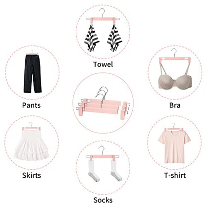 Pants Hangers with Clips, Skirt Hangers, 20 Pack, Pink | Plastic clip hangers for pants, skirts, jeans and shorts; 360° swivel hooks help save closet space.