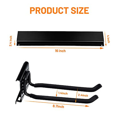 Wallmaster Garage Storage Organization Wall Mount, Garden Tool Rack Organizer Heavy Duty Folding Chair Hangers with 6 Adjustable Hooks 48inch Tracks Max Load 450lb