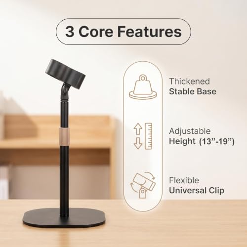 Hair Dryer Stand Holder Hands Free for Vanity Desk Blow Dryer Holder, Height Adjustable, 360° Rotating, Stable Base, Fits Most Hair Dryer, Countertop