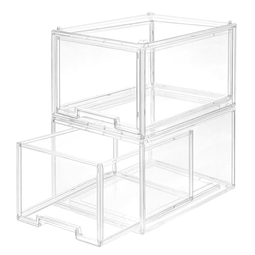 AZ.MIFENO Large Stackable Storage Drawers,Clear Th... (2-Pack | Plastic)