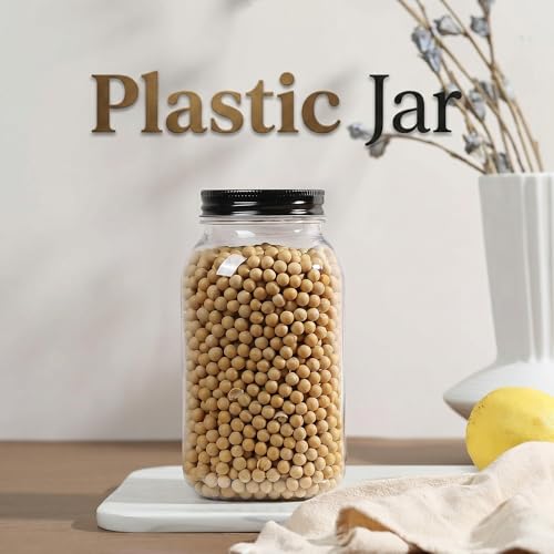 novelinks 32 oz Plastic Mason Jars and Clear Plastic Jars with Lids 32 oz