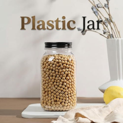 novelinks 32 oz Plastic Mason Jars and Clear Plastic Jars with Lids 32 oz
