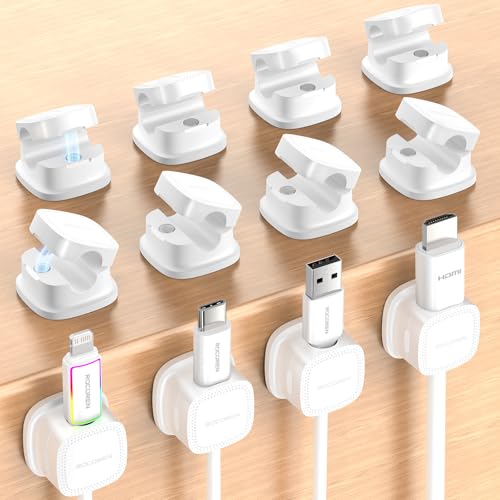 12-Pack Magnetic Cable Clips Cord Organizer-Cable... (12-White)