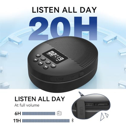 AGPTEK Bluetooth 5.4 Shower Radio Speaker, Waterproof Bathroom FM Radio | 12H Long Playback Time, Suction Cup & Lanyard, LCD Screen Display, Handsfree Calling, Storage Card Playback (Black)