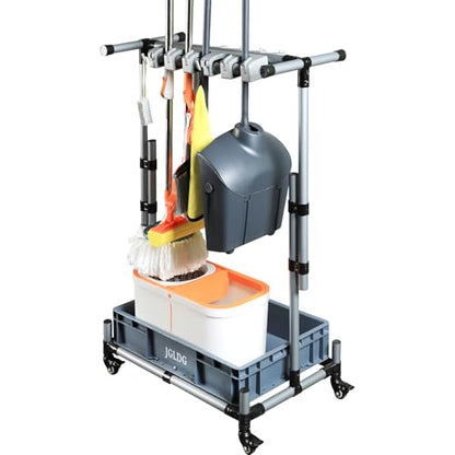 Freestanding Mobile Cleaning Tool Storage Rack, Mop and Broom Holder (M2)