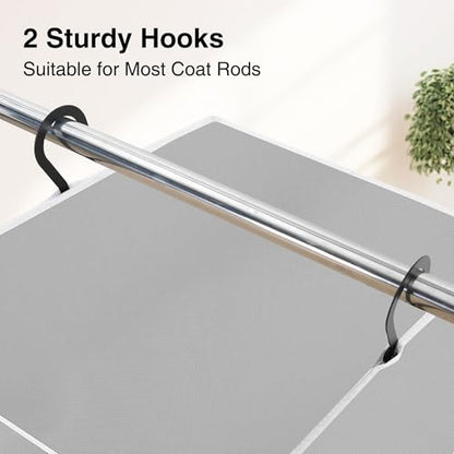 STO STO 2 Pack Garment Bag for Hanging Clothes Closet, Hanging Garment Cover with Built-in Steel Hanging Rod, Hanging Wardrobe Storage Bag for Suit, Dress with Clear Window, Zipper, ID Card, Gray