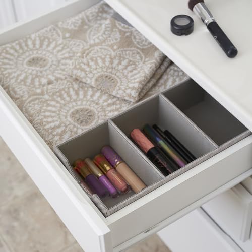 Household Essentials Grey 727-1 Deep 3 Section Drawer Organizer Box for Storage | 12 in x 6.13 in x 3.13