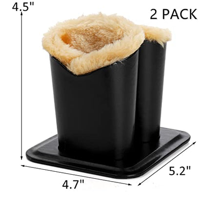 ZOOFOX 2 Pack Double Eyeglasses Holder, Plush Lined Leather Glasses Stand Case for Desk or Nightstand