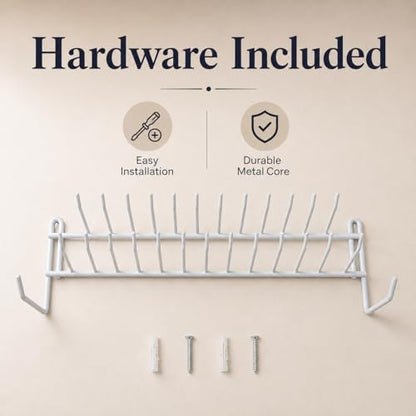 Huji Wall Mount Tie and Belt Rack Organizer, White (1 Pack)