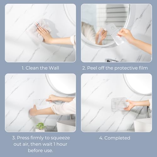 Adhesive Wall Organizer Bin, No-Drill, Clear, 7.1 x 3.15 x 4.75 in | BPA-Free PET, Built-In Drain Holes, Detachable, Easy-Reach Storage for Small Items Like Phones, Remotes, or Sponges