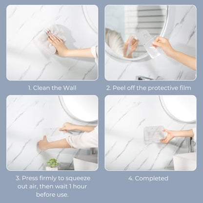 Adhesive Wall Organizer Bin, No-Drill, Clear, 7.1 x 3.15 x 4.75 in | BPA-Free PET, Built-In Drain Holes, Detachable, Easy-Reach Storage for Small Items Like Phones, Remotes, or Sponges