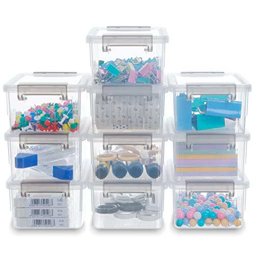 Citylife 0.53 QT 10 Packs Small Storage Bins Plastic Storage Container Stackable Box with Lids for Organizing, Clear White | Plastic Box for Beads, Buttons, Sewing Supplies, Office Supplies and Small Toys