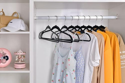 Quality Hangers 50 Pack Plastic Hangers for Clothes - Slim Non-Velvet Hangers with 360° Swivel Chrome Hook & Non Slip Notches - Ideal for Dresses Coats Shirts Jackets & More - Black