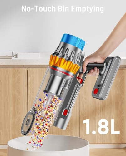 Cordless Vacuum Cleaner, 650W 55KPA 75Min Powerful Vacuum Cleaners for Home, Self-Standing Stick Vacuum Cordless Rechargeable/ Anti-Tangle/OLED Screen/1.8L Cup for Home Pet Hair/Carpet/Hardwood Floor