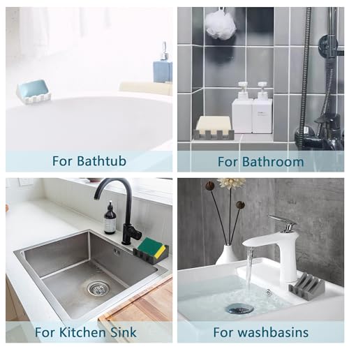 Soap Dish Holder for Shower with Suction Cup, Silicone Soap Holder & Saver Self-Draining Bar Soap Dish Keeps Soap Dry for Bathroom, Kitchen, Bathtub, Extends Soap Life (Black-1Pack)