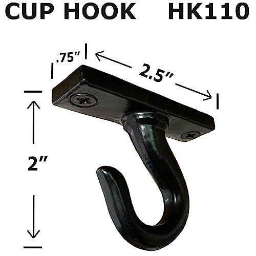 2.5”-Under Cabinet or Shelf Coffee Mug Holder – Cu... (Black | Cast Iron)