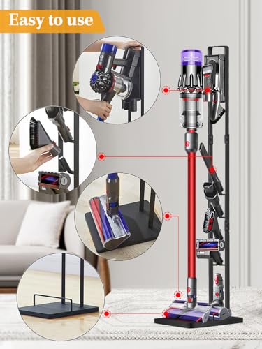 Vacuum Stand for Dyson V15 V12 V11 V10 V8 V7 V6, M... (Black | Metal)