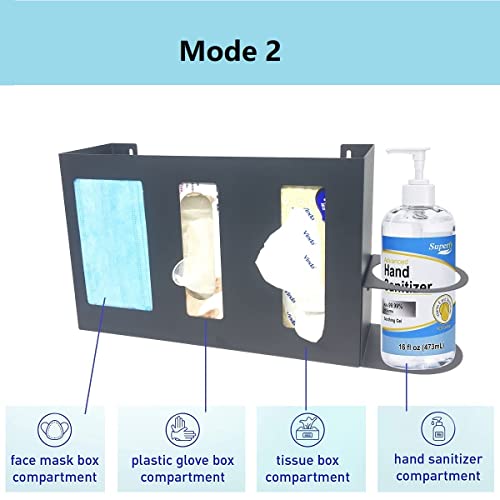 Steel Sanitizing Station Dispenser Stand Wall Mounted Organizer | for Face Masks, Glove Box and Hand Sanitizer or Others in Office, Gym, Schools, Hospital, Laboratory or other Public Sites