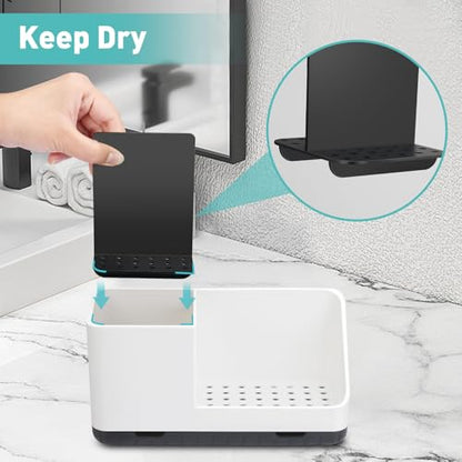 Toothbrush Holders for Bathroom Counter Organizer and Storage (White) | Easy To Clean, Drainage, Non-Slip, Detachable, Kids Electric Toothbrush and Toothpaste Holder for Bathroom