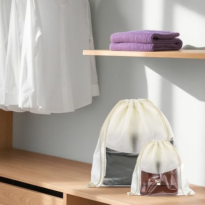 16 Pcs Dustproof Drawstring Bags Purse Dust Storage Bags for Handbags Covers Non Woven Fabric Cloth Pouch String Packing Organizer Shoe Pouch