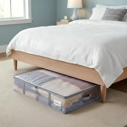 Under Bed Storage Containers 4 Pack 90L Mesh Clear for Blankets Clothes | Waterproof Clear Mesh Fabric, Sturdy Handles, Zippered Closure, for Blankets Clothing Sweaters Pillows Linens and Sheets