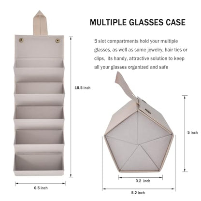 Kenpal Sunglasses Storage Organizer Holder Foldable Travel Case with 5 Slot Compartments for Multiple Glasses