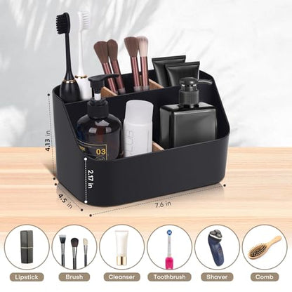 Set of 2Toothbrush Holder for Bathrooms,Bathroom Organizer Countertop,5Slot Electric Toothbrush Toothpaste Holder Razor Lotion Stand Caddy,Large Capacity Vanity Office Corner Accessories Storage Black