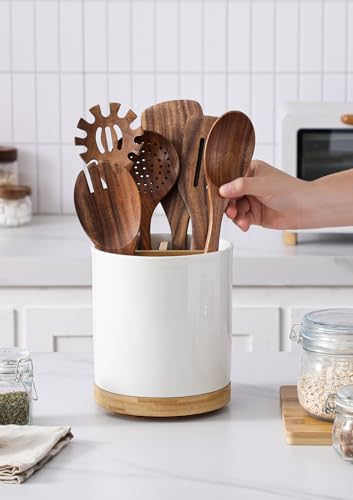 3 Compartment Utensil Holder, Extra Large Utensil... (White | Ceramic)
