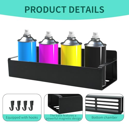 8 Pcs Magnetic Spray Can Holder Wall Mounted Magnet Toolbox Rack Spray Bottle Organizer Tool Box Storage Rack Mechanic Paint Can Holder for Home Garage Workspace (Black)